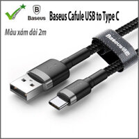 Cáp sạc nhanh, truyền dữ liệu tốc độ cao Baseus Cafule Type C cho Samsung S9S10 Note8 Note9 Xiaomi Huawei OppoNokia  3A, Sạc nhanh Quick charge 3.0, Siêu bền - Hàng Chính Hãng - 2M - Màu Xám