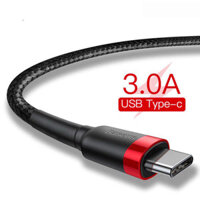 Cáp sạc nhanh, truyền dữ liệu tốc độ cao Baseus Cafule Type C 3A, Sạc nhanh Quick charge 3.0 - Hàng Chính Hãng - Đen Đỏ - 2 Mét