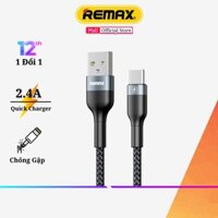 Cáp sạc nhanh truyền dữ liệu Type-C Chính Hãng Remax 064a dây sạc nhanh 2.4A Max Chống gập chống gãy Siêu Bền