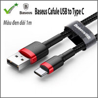Cáp sạc nhanh, truyền dữ liệu tốc độ cao Baseus Cafule Type C cho Samsung S9S10 Note8 Note9 Xiaomi Huawei OppoNokia  3A, Sạc nhanh Quick charge 3.0, Siêu bền - Hàng Chính Hãng - 1M - Màu Đen