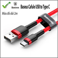 Cáp sạc nhanh, truyền dữ liệu tốc độ cao Baseus Cafule Type C cho Samsung S9S10 Note8 Note9 Xiaomi Huawei OppoNokia  3A, Sạc nhanh Quick charge 3.0, Siêu bền - Hàng Chính Hãng - 2M - Màu Đỏ