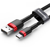 Cáp sạc nhanh, truyền dữ liệu tốc độ cao Baseus Cafule Type C 3A, Sạc nhanh Quick charge 3.0 - Hàng Chính Hãng - Đenđỏ - 1 Mét
