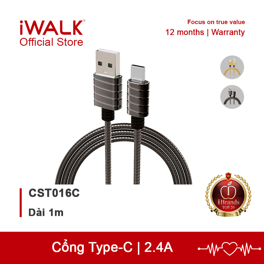 Cáp sạc nhanh Type-C iWalk CST016C