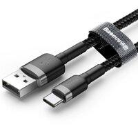 Cáp sạc nhanh và truyền dữ liệu - Baseus Cafule Type C dài 1m 3A Sạc nhanh Quick charge 3.0 - Hàng Chính Hãng - Đen xám