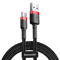Cáp sạc nhanh và truyền dữ liệu - Baseus Cafule Type C dài 1m 3A Sạc nhanh Quick charge 3.0 - Hàng Chính Hãng - Đen đỏ