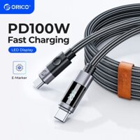 Cáp sạc ORICO USB C sang Type C Dây dữ liệu cổng C PD100W Dây sạc nhanh có màn hình kỹ thuật số cho macbook Sạc laptop Huawei Xiaomi (LDC2C)