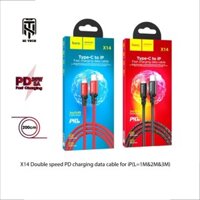 Cáp sạc PD20W Hoco X14 dây bọc dù truyền dữ liệu cho 12/13/14 ,siêu bền chống đứt , dài 2M.