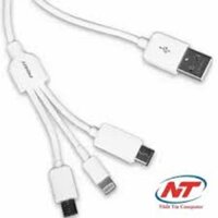 Cáp sạc Pisen 3 đầu AP01-600 TypeC - MicroUSB - Lightning (trắng)