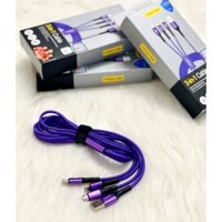 Cáp sạc Pisen Lightning 3 Trong 1 backlight 1800mm (Lightning/ Type C/ Micro) (LS-AP13-1800) Purple