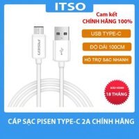 Cáp sạc Pisen USB Type-C 2A 1m – Hàng chính hãng