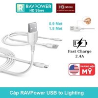 Cáp sạc RAVPower Usb to Lighting sạc 12W RP-LC010 cho IP từ 5 tới 13 Seri