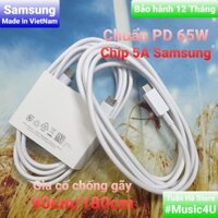 Cáp sạc siêu nhanh PD 45W 65W 5A cho Samsung S20 S21 S22 Note 10 20 Ultra Plus Laptop Tuấn Hà Store