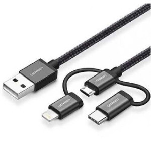Cáp sạc Type-C+ Lightning + Micro USB 3 trong 1 dài 1m Ugreen 80326