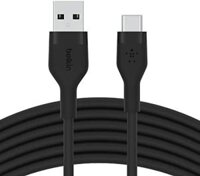 Cáp sạc USB-C Belkin BoostCharge Flex Silicone chứng nhận USB-IF cho các thiết bị iPad Pro, Galaxy S23, Ultra, Plus, Note 20, Pixel, v.v. – Màu đen, dài 3M/10FT