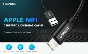 Cáp sạc USB Lightning 0.5m Ugreen 40984 cho IPhone