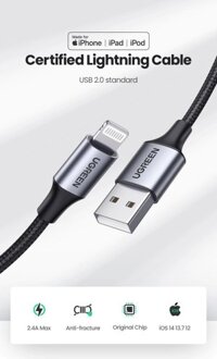 Cáp sạc USB Lightning 1m Ugreen 60161