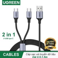 Cáp sạc và truyền dữ liệu 2 in 1 (cổng Micro USB và USB-C), dài 0.5-1.5m UGREEN US196 US197 hỗ trợ sạc nhanh