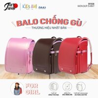 Cặp sách Balo chống gù Nhật Randoseru Kids Ami - Wonder Shiny màu Đỏ Đậm x Hoa Anh Đào ba lô