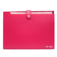 Cặp tài liệu 8 ngăn Deli B40102 Tặng kèm túi clear bag cao cấp hoặc giấy nhớ - Hồng