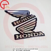 CẶP TEM NHÔM CÁNH CHIM HONDA MÀU ĐEN DÁN XE TINH SẢO, BỀN ĐẸP