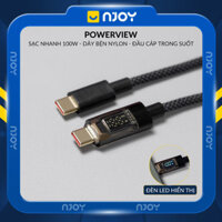 Cáp Trong Suốt Sạc Nhanh Type C To Type C Có Đèn Led Hiển Thị Cho Điện Thoại iPhone Macbook Laptop