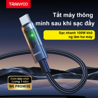 Cáp truyền dữ liệu Cáp sạc Type-C TRANYOO CC-1 100W Cáp sạc nhanh 1.2m tắt nguồn thông minh thích hợp cho Honor, Xiaomi, laptop, v.v.