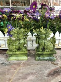 Cặp tượng Kỳ Lân phong thủy đá ngọc ấn độ - Cao 12cm