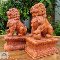 Cặp Tượng kỳ lân phong thuỷ gỗ hương nguyên khối hàng đẹp - Nhiều size