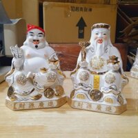 Cặp tượng thần tài ông địa sứ trắng 18cm