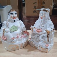 Cặp tượng thần tài ông địa sứ trắng 21cm