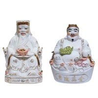 Cặp tượng thần tài ông địa sứ trắng 10 inch - M1.3