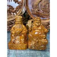 Cặp tượng thần tài thổ địa gỗ hương kích thước cao 15 cm