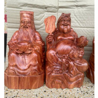 Cặp Tượng thần tài thổ địa Gỗ Hương nguyên khối siêu nặng cao 20cm