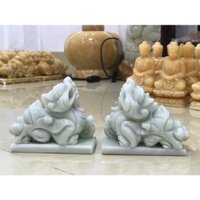 cặp tỳ huu 12cm cao 10cm da nguyen khoi mau xanh ngoc