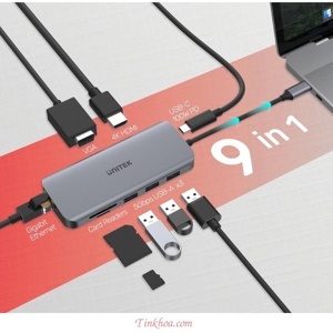 Cáp TYPE-C ra 3 USB 3.0 + HDMI + VGA + LAN + TF/SD/PD UNITEK D1026B