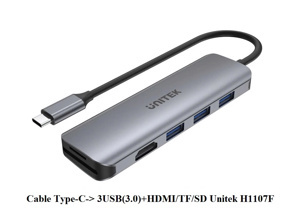 Cáp Type C sang 3 USB 3.0 + HDMI + TF/SD UNITEK H1107F