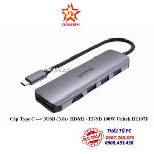 Cáp Type C sang 3 USB 3.0 + HDMI + TF/SD UNITEK H1107F