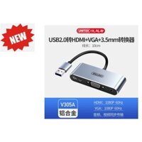 CÁP USB -> HDMI + VGA + DC3.5 AUDIO V305A UNITEK