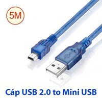 Cáp USB 2.0 sang Mini USB 5Pin 5M cho máy tính PC Laptop, lập trình PLC, Camera máy ảnh Card reader