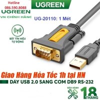 Cáp USB 2.0 To Com RS232-DB9 UGREEN 20210 Dài 1M - Hàng Chính Hãng