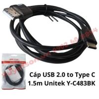 Cáp USB 2.0 to Type C 1.5m Unitek Y-C483BK
