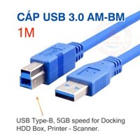 Cáp USB 3.0 AM-BM 1m kết nối máy tính PC Laptop với USB Type-B máy in scan camera HDD Box HD Player