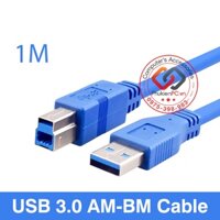 Cáp USB 3.0 AM-BM (Type A to Type B), dài 1m nối máy tính PC, laptop với Camera, Máy in scan, Box ổ cứng HDD SSD Docking