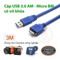 Cáp USB 3.0 AM to Micro BM 3M bắt vít USB3 Vision cho Camera, cảm biến, đầu ghi DVR HDD Box máy tính
