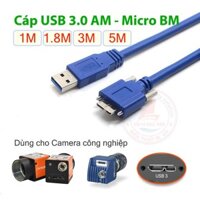 Cáp USB 3.0 AM to Micro BM bắt vít 1M 1.8M 3M 5M USB3 Vision cho Camera đầu ghi DVR cảm biến HDD Box