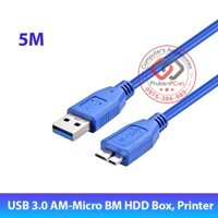 Cáp USB 3.0 AM to Micro BM dài 5m nối máy tính Laptop ra camera cảm biến, công nghiệp, webcam, HDD Box ổ cứng đầu đọc th