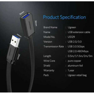 Cáp USB 3.0 dạng dẹt Ugreen 10808 2m