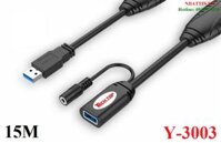 Cáp USB 3.0 nối dài 15m có IC khuếch đại hỗ trợ cổng cấp nguồn Unitek Y-3003 cao cấp