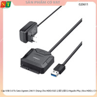 Cáp USB 3.0 To Sata Ugreen 20611 Dùng Cho HDD/SSD 2,5″ 3,5″ Có Nguồn Phụ ( Box HDD) - Full Vat