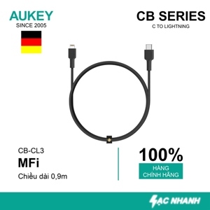 Cáp USB-C to Lightning Aukey CB-CL3 0.9m